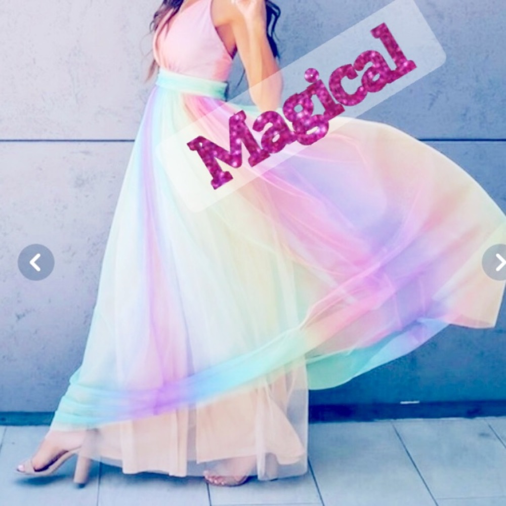 🌈🌈🌈🌈🌈Party Rainbow Deep-V Maxi Women